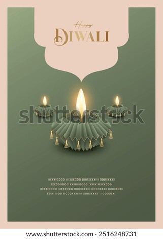 Happy Diwali Wishes Greeting card with premium looking diya.