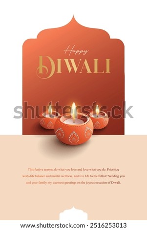 Happy Diwali Wishes Greeting card with premium looking diya.