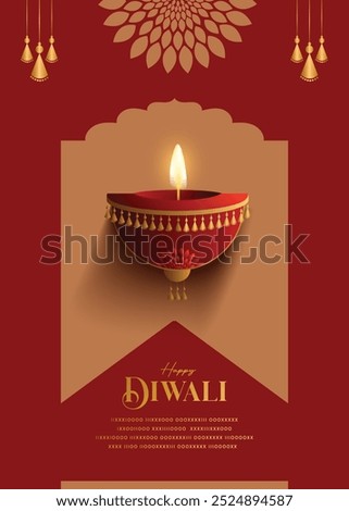 Happy Diwali Wishes Greeting Card with premium looking diya.