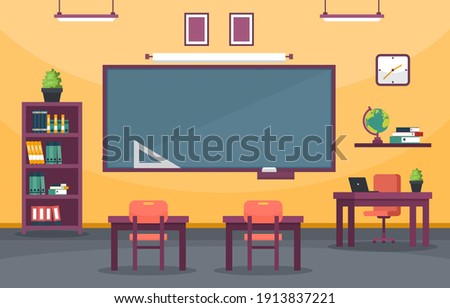 Empty Classroom Education Elementary High School Class Nobody Illustration