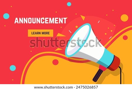 Flat Design Illustration of Megaphone Horn Speaker for Attention Announcement with Fluid Liquid Background