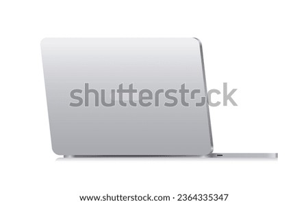 Back side of laptop on isolated background. Realistic vector illustration