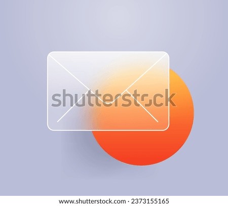 Mail icon glass morphism style. Closed envelope icon transparent glass blur abstract design. Vector illustration