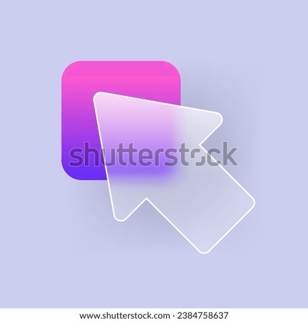 Diagonal arrow left up glass icon. Pointer direction with glassmorphism effect. Vector illustration