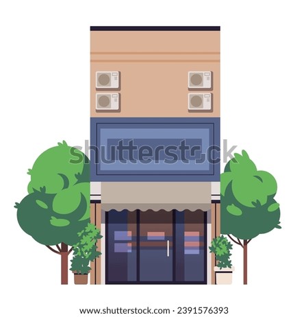 Asian urban store on isolated background, front view. Japanese commercial building vector illustration