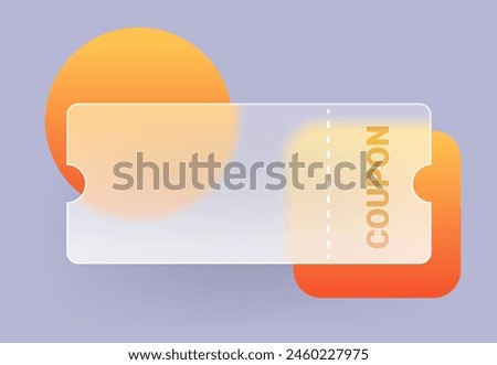 Coupon template in glass morphism style. Vector illustration