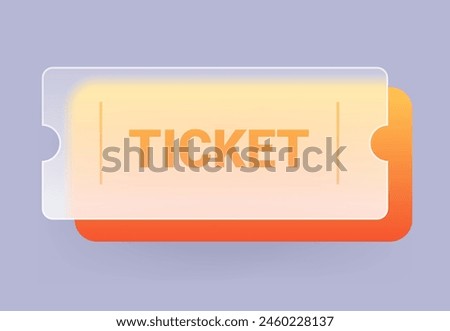 Glass morphism transparent ticket icon. Vector illustration