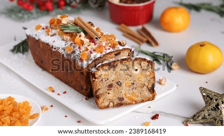 Similar – Image, Stock Photo Mandarine fruits and cinnamon sticks styled on blue cloth background, flat lay, winter theme