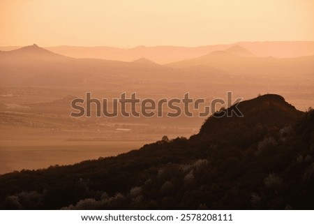 Similar – Image, Stock Photo Amazing Sunrise Light Above Misty Landscape. Scenic View Of Foggy Morning In Misty Forest Park Woods. Summer Nature Of Eastern Europe. Sunset Dramatic Sunray Light Sunbeam