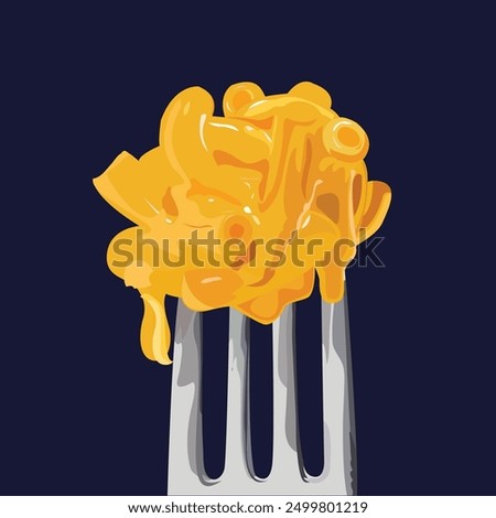 Mac n Cheese. Cheesy Pasta Illustration. Food illustration. Vector macaroni. Yummy pasta