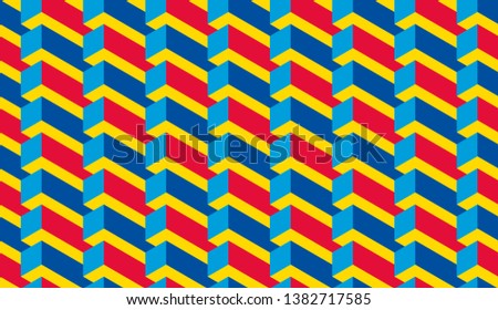 Isometric seamless pattern, volume realistic texture, color background. 3d geometric tiles with cubes. Architectural multicolored backdrop for web, wallpaper, fabric, wrapping, paper, print.