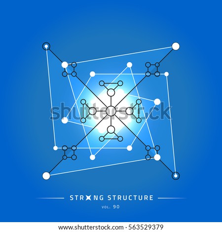 Stroke linear isolated geometric figure. Scientific grid. Chemical lattice structure. Compound model. Fundamental nuclear particle. Sacral symbol. Magic metaphysic emblem sign. Cosmic astral shape.