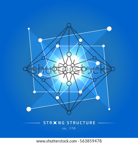 Stroke linear isolated geometric figure. Scientific grid. Chemical lattice structure. Compound model. Fundamental nuclear particle. Sacral symbol. Magic metaphysic emblem sign. Cosmic astral shape.