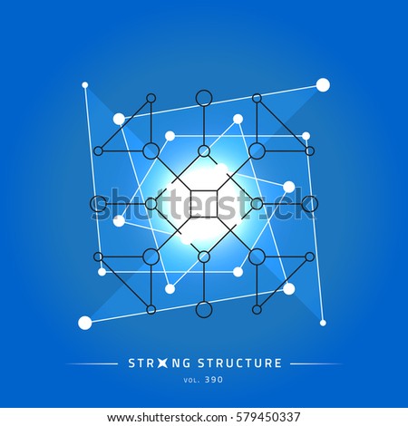 Stroke linear isolated geometric figure. Scientific grid. Chemical lattice structure. Compound model. Fundamental nuclear particle. Magic metaphysic emblem sign. Cosmic astral shape.