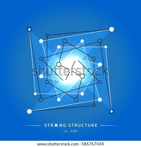 Stroke linear isolated geometric figure. Scientific grid. Chemical lattice structure. Compound model. Fundamental nuclear particle. Sacral symbol. Magic metaphysic emblem sign. Cosmic astral shape.