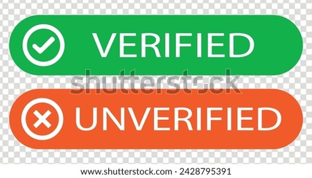 Set of Verified and unverified button with check mark and cross mark icon vector Profile verification check marks icons. Verified and unverified account sign. Social media icon set. Blue check mark 19