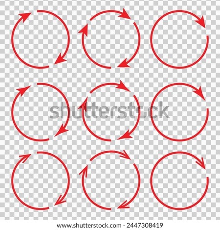 Set of circle arrows. Vector elements. red loading symbol. Circle arrows icon set. Round reload sign, repeat icon, rotate arrow symbol, Vector illustration web design. Refresh Signs. flat style, clip 