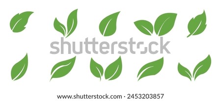  set of Green leaf icon vector design. Elements design for natural, eco, bio, vegan labels. Eco Tree Leaf Logo Template Vector illustration. eps 10