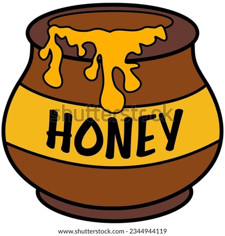 Honey Jar Vector With Honey Drops