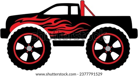 Monster Truck Vector Black Silhouette