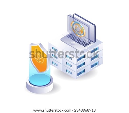 Database server security portal isometric illustration
