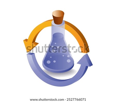 Experimental laboratory bottle arrow rotation circle