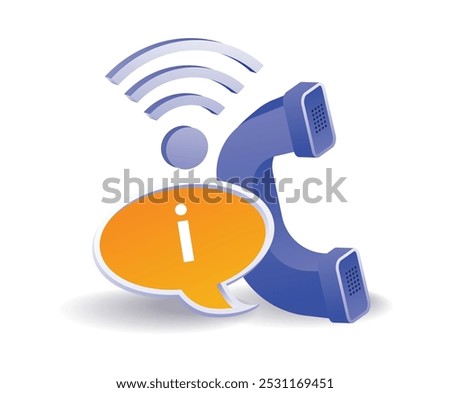 Wifi connection information with landline phone flat illustration