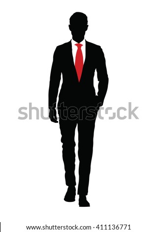 Stylish man with red tie on white background.