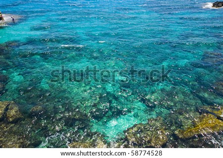 Transparent sea water view from top