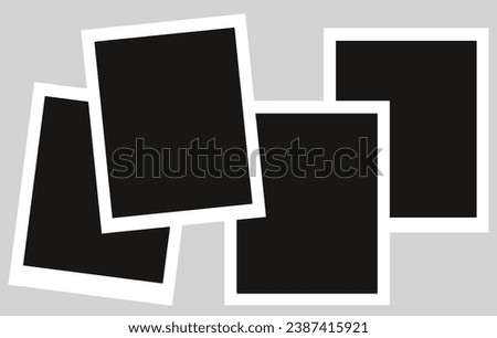 four blank photo frames simple frame on grey background