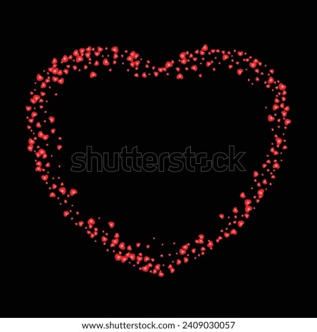 Heart filled Hearts. Love Heart Frame. Valentine, romantic symbol icon vector illustration. Concept of love. Isolated on black background. Valentine's Day, Mother's Day decoration. wedding invitation.