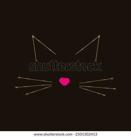 Neon Cat face. Line Art. One Line Drawing. Pet Memorial Art. Pet Love. Minimal Design. Cat lover, Glowing neon line. Animal lover.  Happy international cat day. 
Cat cute pet.  Kitten.  
