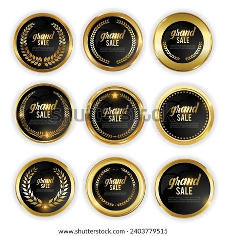 Luxury golden grand sale badge and labels collection