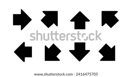 Bold arrow sign collection, set of black arrows icons, isolated on white background - Vector illustration. eps file 35.
