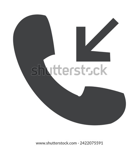Incoming call icon in flat style. Missed call sign Telephone call icon with symbol of caller. Isolated round collection of ringing phone.  Vector illustration. Eps file 42.