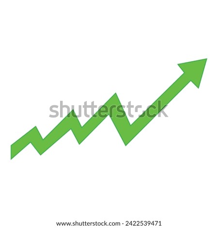 Growing business green arrow with bar chart, Profit arow. Business concept, growing chart. Concept of sales symbol icon with arrow moving up. Vector illustration. Eps file 135.