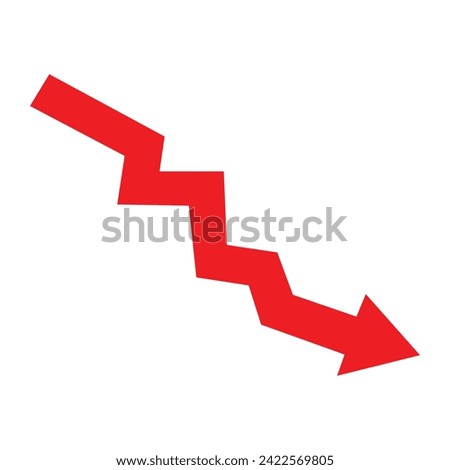 Red arrow goes down. Vector infographic illustration. Isolated business symbol. Vector illustration. Eps file 101.