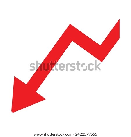 Red arrow going down stock icon on white background. flat style. Bankruptcy, financial market crash icon for your web site design, logo, app. Vector illustration. Eps file 121.