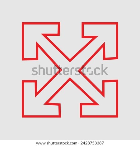 Red Four arrow outline style icon. four arrow icon design vector isolated. Vector illustration. Eps file 445.