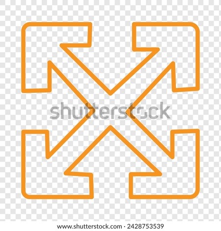 Orange Four arrow outline style icon. four arrow icon design vector isolated. Vector illustration. Eps file 446.