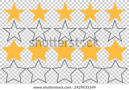 Five stars rating symbols collection. Golden and black star icon. Vector illustration. EPS file 538.