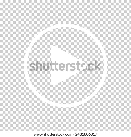 White Play button icon on transparent background. Video player sign. Circle start arrow symbol in vector flat. Vector illustration. Eps file 641.