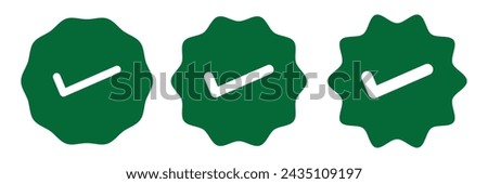 green Checkmark sign. Verified symbol. Approval done element collection. Stock vector. Profile verification check marks icon. Approved symbol. Vector illustration. Eps file 522.
