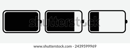 Battery level icons set. Battery charging indicator icon. Battery capacity charge icon. Vector illustration. Eps file 80.