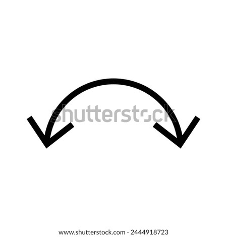 Dual semi circle arrow. Vector illustration. Semicircular curved thin long double ended arrow. Semicircular curved thin long two sided arrow. Vector illustration. Eps file 19.