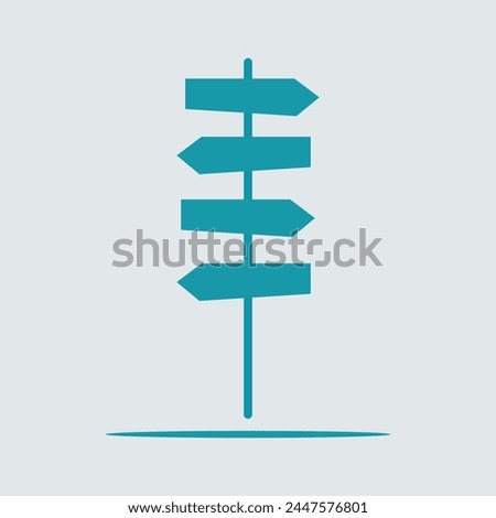 Direction, Signpost, Signboard. Side of a road. Arrow Compass Maps. Street sign. Crossroad, decision, dilemma. Trip paths. Mental Health Quizzes. Vector illustration. Eps file 204.