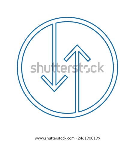 Blue Up and down arrows line icon. linear style sign for mobile concept and web design. Arrows Exchange Vertical outline vector icon. Vector illustration. Eps file 100.