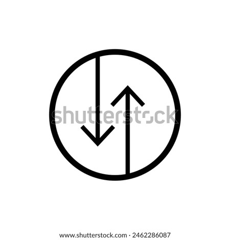 Swipe up-down arrow icon vector isolated on circle line background. filled flat sign, solid pictogram isolated on white background. Exchange symbol, logo. Vector illustration. Eps file 64.