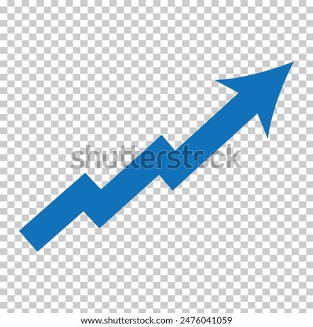 Growing business, blue arrow on white, Profit arrow, Vector illustration. Business concept, growing chart. Concept of sales symbol icon with arrow moving up. EPS file 189.