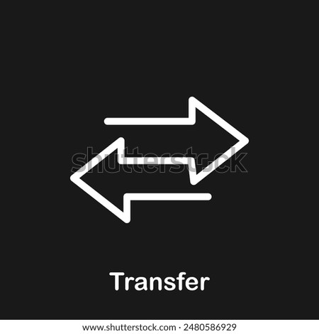 White Transfer arrows icon. Data transfer vector icon. Arrow exchange icon. Arrow left and right symbol. Vector illustration on black background. Vector illustration. Eps file 43.